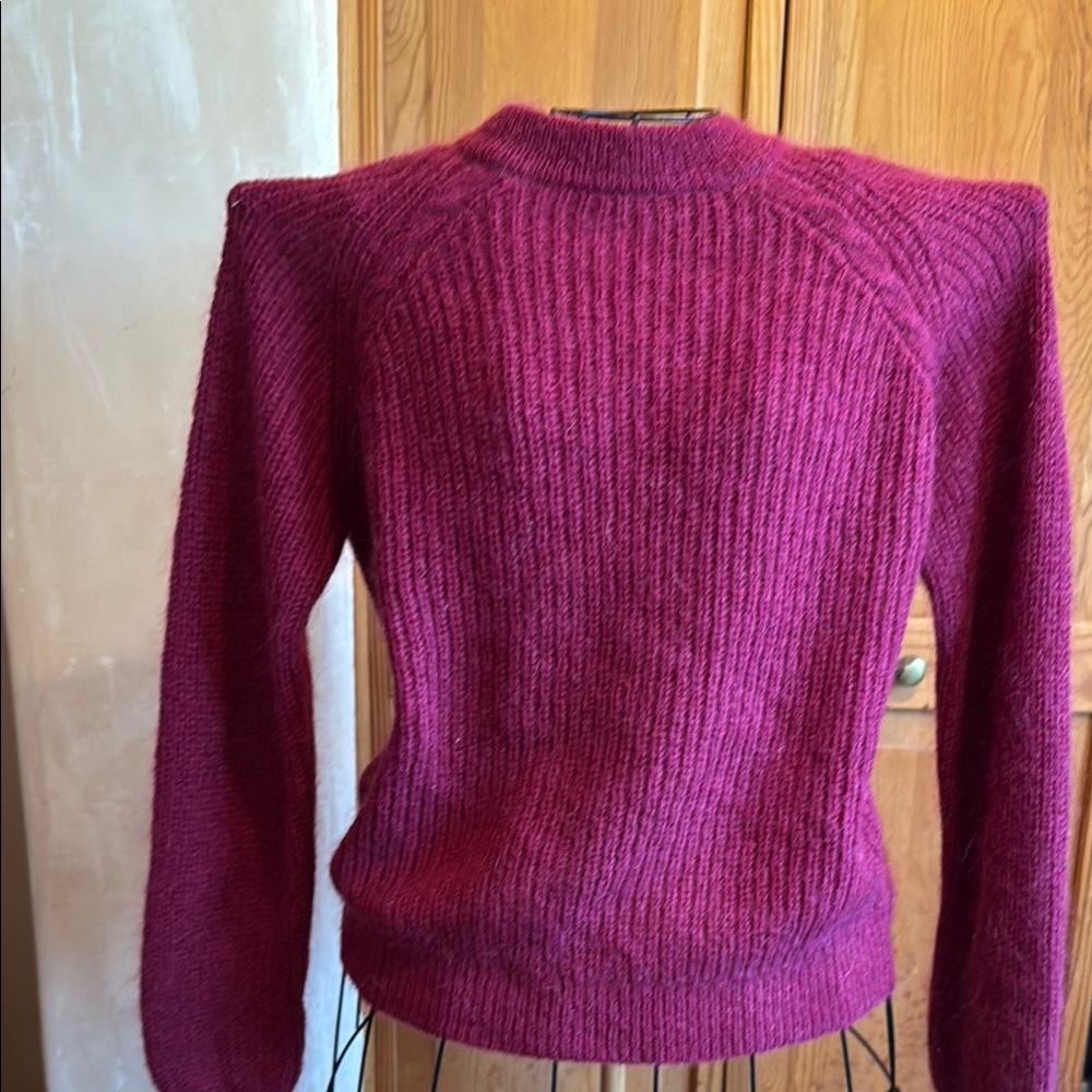 Purple Crew Neck Sweater with Ribbed Texture